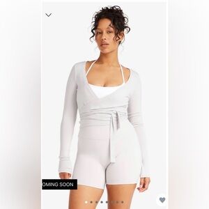 Crop Shop Boutique IM Ballet Wrap Top | Light Grey | Medium 🩶